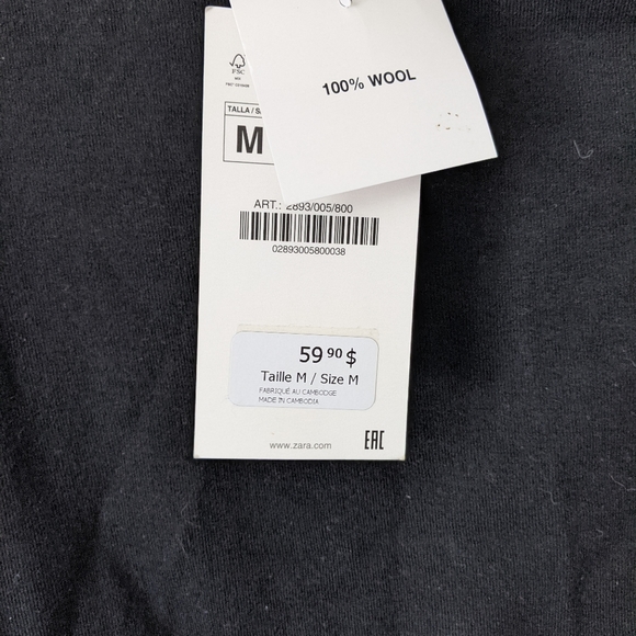 NWT Zara black turtleneck wool bodysuit - Picture 4 of 4